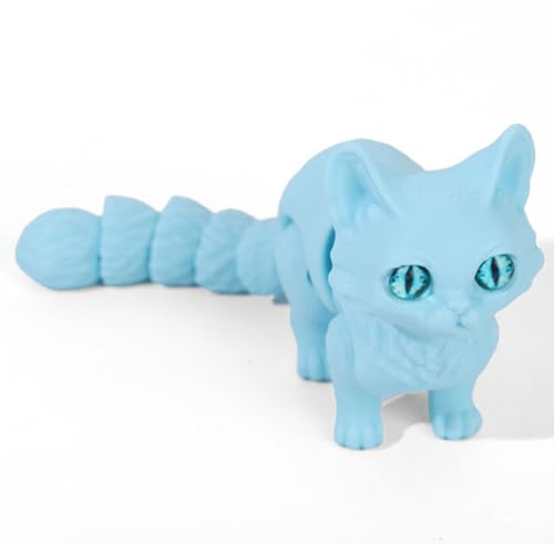 Katzen Spielzeug Kinder, 3D Katze, 3D Druck Katze Modell, 3D Gedruckte Kitten Katzen Statue Decor, 3D Drucker Tierspielzeuge, Zappelspielzeug für Autismus/ADHS, Festival Geschenk (16cm,Himmelblau) von GQDGCU