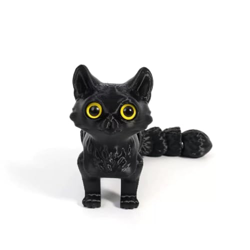 Katzen Spielzeug Kinder, 3D Katze, 3D Druck Katze Modell, 3D Gedruckte Kitten Katzen Statue Decor, 3D Drucker Tierspielzeuge, Zappelspielzeug für Autismus/ADHS, Festival Geschenk (16cm,Schwarz) von GQDGCU