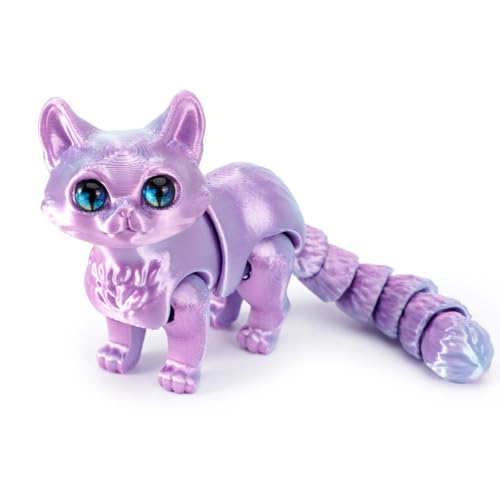 Katzen Spielzeug Kinder, 3D Katze, 3D Druck Katze Modell, 3D Gedruckte Kitten Katzen Statue Decor, 3D Drucker Tierspielzeuge, Zappelspielzeug für Autismus/ADHS, Festival Geschenk (16cm,Traum Blau) von GQDGCU