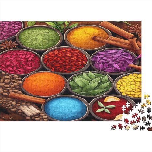 Bunte Gewürze Puzzle 1000 Teile Puzzles Für Erwachsene Lernspiel Herausforderungsspielzeug 1000-teilige Puzzlespiel Für Erwachsene Kinder Puzzel 1000pcs (75x50cm) von GQLIDDAOE