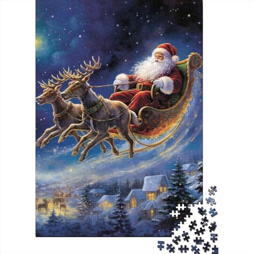 Elch Weihnachtsmann Puzzles 1000 Teile Schwer Puzzle Spielzeug Lernspiel Impossible Herausforderungsspielzeug Für Erwachsene Und Kinder in Bewährter 1000pcs (75x50cm) von GQLIDDAOE