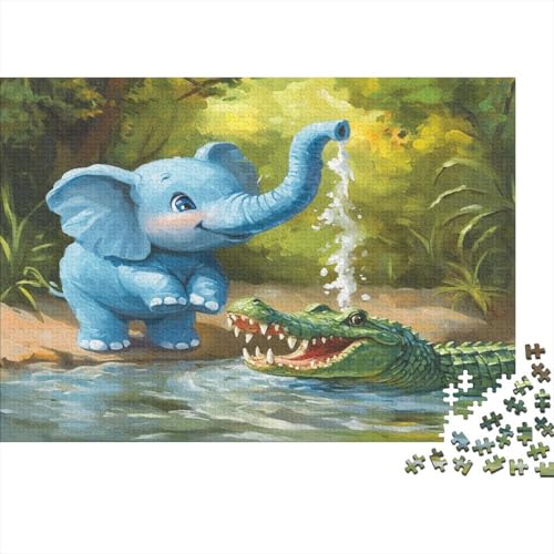 Elefant 1000 Stück Puzzles Für Erwachsene Teenager Stress Abbauen Familien-Puzzlespiel 1000-teiliges Puzzle Kinder Lernspiel Spielzeug Geschenk Puzzel 1000pcs (75x50cm) von GQLIDDAOE