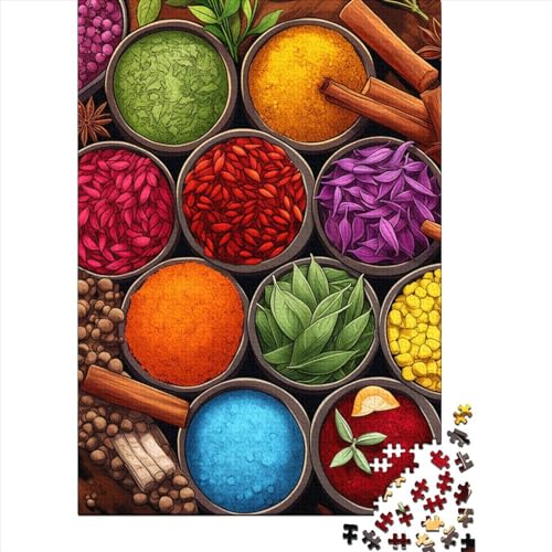 Farbige Gewürze Puzzles 1000 Teile Schwer Puzzle Spielzeug Lernspiel Impossible Herausforderungsspielzeug Für Erwachsene Und Kinder Ab 12 Jahren 1000pcs (75x50cm) von GQLIDDAOE
