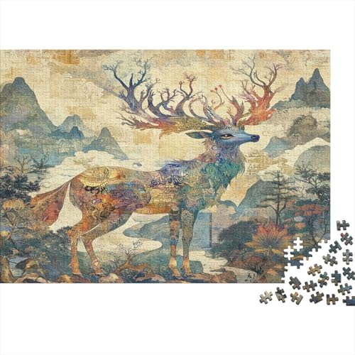 Hirschgott 1000 Stück Puzzles Für Erwachsene Teenager Stress Abbauen Familien-Puzzlespiel 1000-teiliges Puzzle Kinder Lernspiel Spielzeug Geschenk Puzzel 1000pcs (75x50cm) von GQLIDDAOE