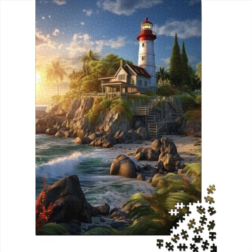 Küste Leuchtturms Puzzle 1000 Teile Schwer Puzzle Spielzeug Pädagogisches Spiel Impossible Herausforderung Spielzeug Für Erwachsene Und Kinder in Bewährter 1000pcs (75x50cm) von GQLIDDAOE