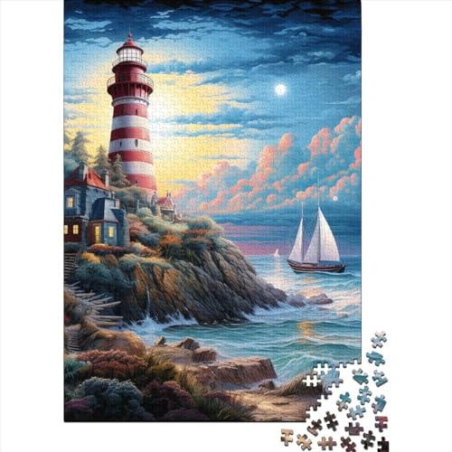Küste Leuchtturms Puzzles 1000 Teile Schwer Puzzle Spielzeug Pädagogisches Spiel Impossible Herausforderung Spielzeug Für Erwachsene Und Kinder Ab 12 Jahren 1000pcs (75x50cm) von GQLIDDAOE