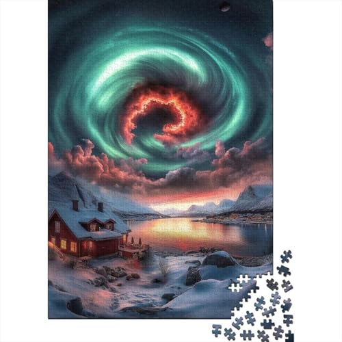 Nördliche Lichter Puzzle 1000-teilige Schwer Puzzle Spielzeug Lernspiel Impossible Herausforderung Spielzeug Für Erwachsene Und Kinder in Bewährter 1000pcs (75x50cm) von GQLIDDAOE