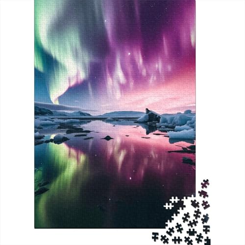 Nördliche Lichter Puzzle 1000-teilige Schwer Puzzle Spielzeug Pädagogisches Spiel Impossible Herausforderung Spielzeug Für Erwachsene Und Kinder Ab 14 Jahren 1000pcs (75x50cm) von GQLIDDAOE