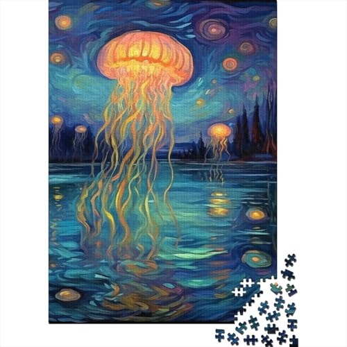 Oil Painting Qualle Puzzle 1000 Teile Schwer Puzzle Spielzeug Pädagogisches Spiel Impossible Herausforderung Spielzeug Für Erwachsene Kinder 1000pcs (75x50cm) von GQLIDDAOE