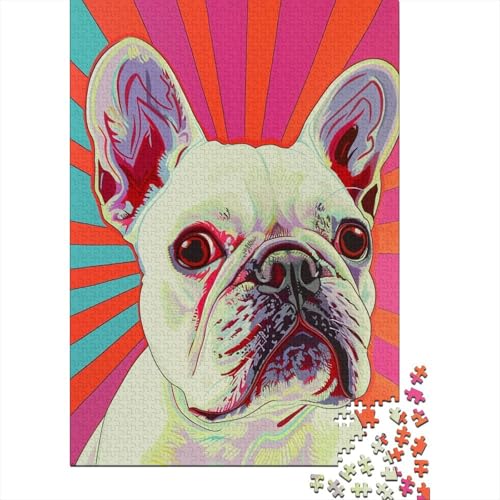 Pet French BullHund Puzzle 1000 Teile Schwer Puzzle Spielzeug Pädagogisches Spiel Impossible Herausforderungsspielzeug Für Erwachsene Und Kinder Ab 12 Jahren 1000pcs (75x50cm) von GQLIDDAOE