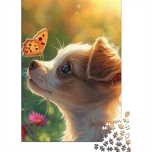 Pretty Hund Puzzle 1000-teilige Schwer Puzzle Spielzeug Pädagogisches Spiel Impossible Herausforderungsspielzeug Für Erwachsene Und Kinder Ab 14 Jahren 1000pcs (75x50cm) von GQLIDDAOE