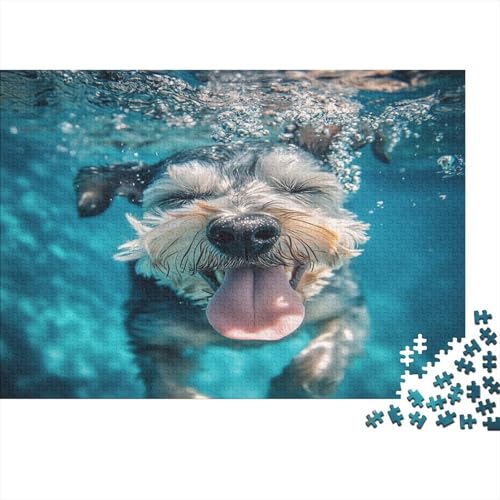 Schnauzer 1000 Stück Puzzles Für Erwachsene Teenager Stress Abbauen Familien-Puzzlespiel 1000-teiliges Puzzle Kinder Lernspiel Spielzeug Geschenk Puzzel 1000pcs (75x50cm) von GQLIDDAOE