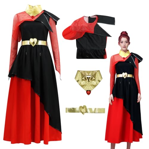 GQWSTP Rise of Red Queen of Hearts Kostüm für Damen, Königin, Kleid mit Gürtel, Halloween-Outfit für Erwachsene, rot / schwarz, Large GQWSTP Rise of Red Queen of Hearts Kostüm für Damen, Königin, Kleid mit Gürtel, Halloween-Outfit für Erwachsene, rot / schwarz, Large von GQWSTP