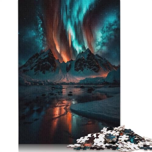 1000 Teile „Aurora Borealis bei Nacht“ für Erwachsene, schwierige Holzpuzzles, Puzzles für Erwachsene, Lernspiel, Herausforderungsspielzeug, 1000 Stück (75 x 50 cm) von GQmoney