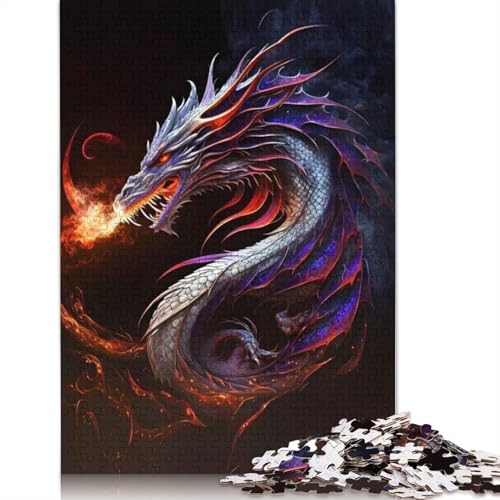 1000 Teile „Der Drache strahlt Feuer“ Puzzle Schwierigkeitsgrad Puzzle Lernspiele Spielzeug 1000 Teile (38 x 26 cm) von GQmoney
