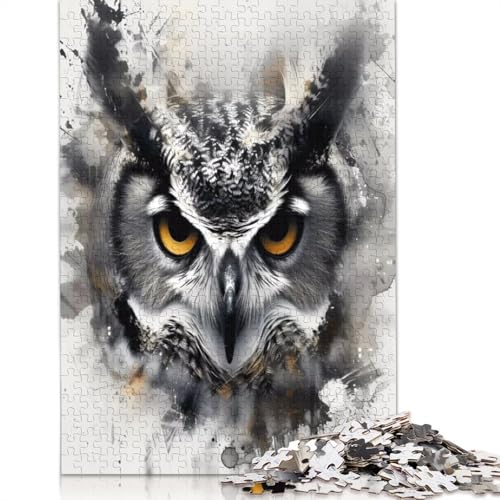 1000 Teile „Eule“, handgezeichnetes Puzzle für Erwachsene, Schwierigkeitsgrad: Puzzle, Lernspielzeug, Spiele, 1000 Stück (75 x 50 cm) von GQmoney