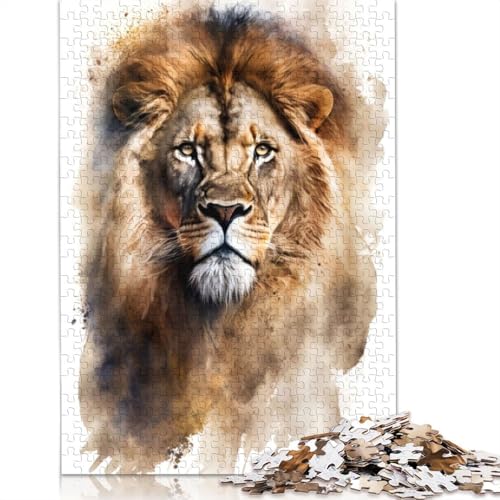 1000 Teile „Löwe in Aquarell“, Puzzle, Schwierigkeitsgrad, Lernspiele, Spielzeug, 1000 Teile (75 x 50 cm) von GQmoney