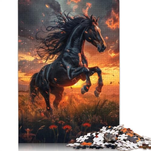 1000 Teile „Pferdelandschaft“-Puzzle für Erwachsene, Schwierigkeitsgrad: Puzzle, Lernspielzeug, Spiele, 1000 Stück (75 x 50 cm) von GQmoney
