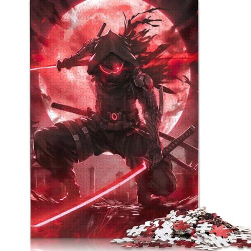 1000 Teile Bloodmoon Ninja Samurai Puzzles Puzzle Schwierigkeitsgrad Puzzle Lernspiele Spielzeug 1000 Stück (75x50cm) von GQmoney