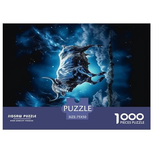 1000 Teile Blue_Cow Puzzle, kreative rechteckige Puzzles für Erwachsene und Kinder, große Puzzles für Familien-Lernspiel 1000 Teile (75 x 50 cm) von GQmoney
