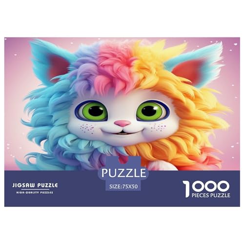 1000 Teile Cute_Cartoon-Puzzle, kreative rechteckige Puzzles für Erwachsene und Kinder, große Puzzles für Familien-Lernspiel 1000 Teile (75 x 50 cm) von GQmoney