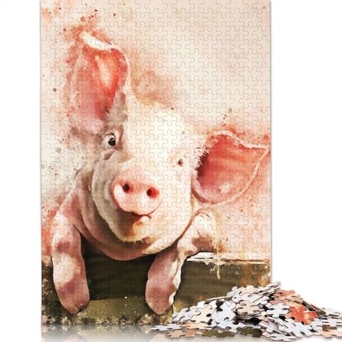 1000 Teile Das Schwein-Puzzle, Puzzle für Erwachsene, Schwierigkeitsgrad, Lernspiel, Spielzeug, 1000 Teile (75 x 50 cm) von GQmoney