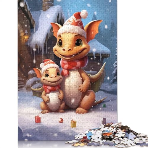 1000 Teile Drachenfamilie Weihnachten für Erwachsene Schwierige Puzzles für Erwachsene Familienspaß Puzzles 1000 Teile (38 x 26 cm) von GQmoney