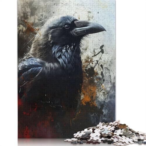 1000 Teile Edgar Allen Poe Der Rabe für Erwachsene, schwierige Holzpuzzles, Puzzles für Erwachsene, Lernspiel, Herausforderungsspielzeug, 1000 Stück (75 x 50 cm) von GQmoney