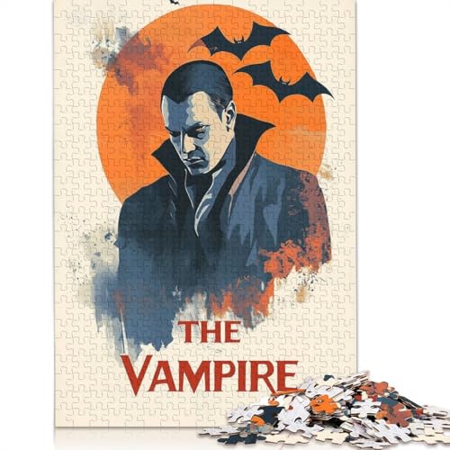 1000 Teile Halloween-Puzzle „Der Vampir“ für Erwachsene, Papierpuzzles, Puzzles für Erwachsene, Lernspiel, Herausforderungsspielzeug (38 x 26 cm) von GQmoney