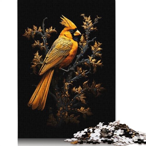 1000 Teile Holzpuzzle Kardinal Schwarz und Gold für Erwachsene, Heimdekoration (75 x 50 cm) von GQmoney