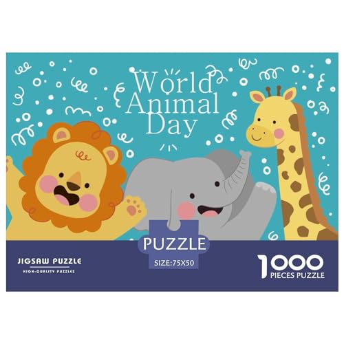 1000 Teile Holzpuzzle mit Cartoon-Kindermuster für Erwachsene, kreatives rechteckiges Puzzle, Gehirnübung, Herausforderungsspiel, Geschenk für Kinder, 1000 Teile (75 x 50 cm) von GQmoney