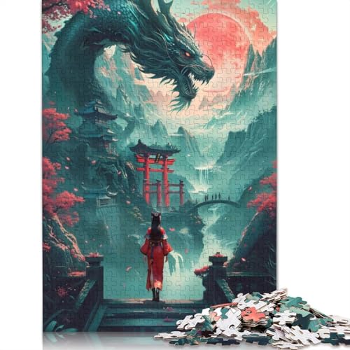 1000 Teile Japan Dragon Geisha Puzzle Schwierigkeitsgrad Puzzles Lernspiele Spielzeug 1000 Stück (38 x 26 cm) von GQmoney