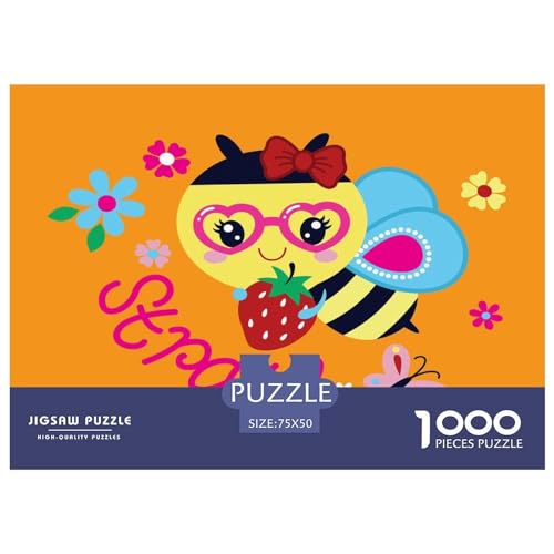 1000 Teile Kinder-Bienen-Puzzle, kreative rechteckige Puzzles für Erwachsene und Kinder, große Puzzles für Familien-Lernspiel 1000 Teile (75 x 50 cm) von GQmoney