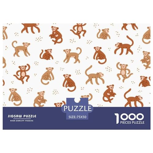 1000 Teile Kinder-Tiere-Puzzle für Erwachsene und Kinder, kreatives rechteckiges Puzzle, Holzpuzzle, lustiges Lernspielzeug, 1000 Teile (75 x 50 cm) von GQmoney