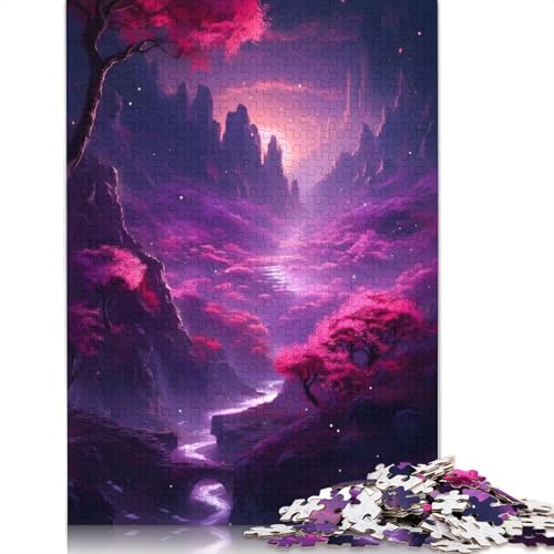 1000 Teile Magenta Fantasy Natur Puzzle Schwierigkeitsgrad Puzzles Lernspiele Spielzeug 1000 Stück (75x50cm) von GQmoney