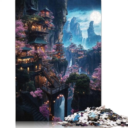 1000 Teile Moonlit Sakura Retreat Puzzles Puzzle Schwierigkeitsgrad Puzzle Lernspiele Spielzeug 1000 Stück (75x50cm) von GQmoney