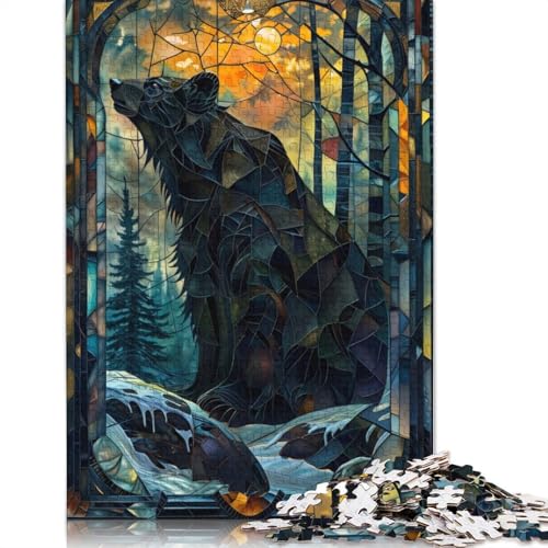 1000 Teile Mystic Buntglasbär Puzzle Schwierigkeitsgrad Puzzles Lernspiele Spielzeug 1000 Stück (38x26cm) von GQmoney