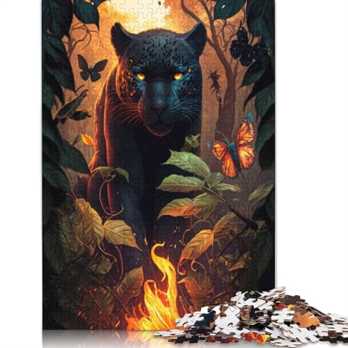 1000 Teile Puzzle Feuriger schwarzer Panther quadratische Puzzles für Erwachsene & Holzpuzzles Heimdekoration Puzzle 1000 Teile (75 x 50 cm) von GQmoney