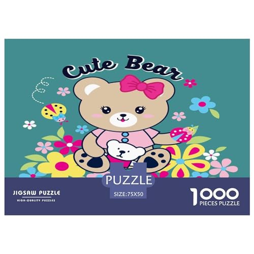 1000 Teile Puzzle Kind Bär Blume für Erwachsene Kinder Holzpuzzle Lernspielzeug 1000 Teile (75x50cm) von GQmoney