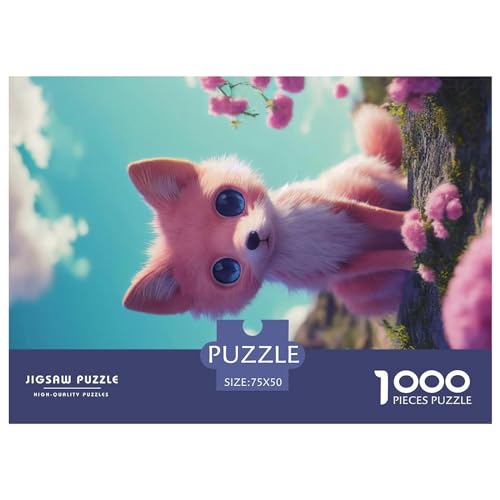 1000 Teile Puzzle Niedlicher Fuchs Puzzles für Erwachsene Holzbrettpuzzles Anspruchsvolles Spiel 1000 Teile (75x50cm) von GQmoney
