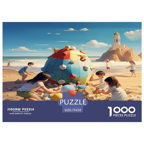 1000 Teile Puzzle Strandpuzzle für Erwachsene Holzbrettpuzzle Anspruchsvolles Spiel 1000 Teile (75 x 50 cm) von GQmoney