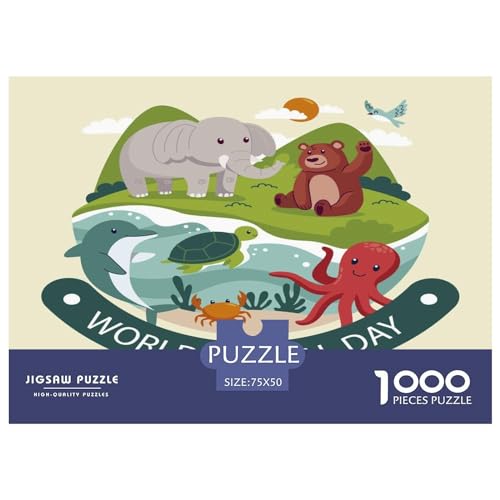 1000 Teile Puzzle eines Erwachsenen Kindes Elefant Holzpuzzle Pädagogische intellektuelle Puzzles Lustiges Familienspiel 1000 Teile (75 x 50 cm) von GQmoney