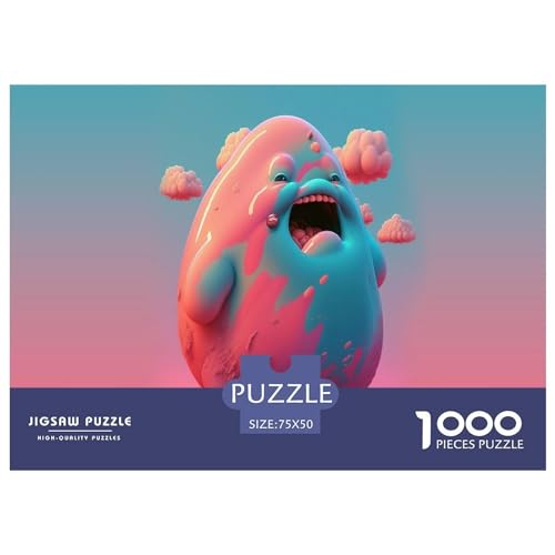 1000 Teile Puzzle für Erwachsene, Cartoon-Monster-Puzzle, kreatives rechteckiges Holzpuzzle, Geschenk für Freunde und Familie, 1000 Teile (75 x 50 cm) von GQmoney