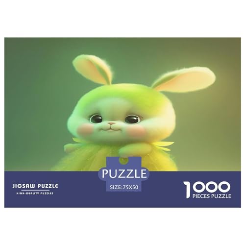 1000 Teile Puzzle für Erwachsene, niedliche Kaninchen-Puzzlesets für Familien, Holzpuzzles, Gehirn-Herausforderungspuzzle, 1000 Teile (75 x 50 cm) von GQmoney