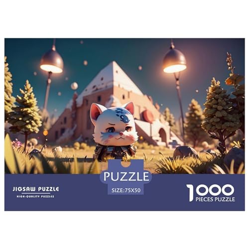1000 Teile Puzzle für Erwachsene, süße Katzen-Puzzlesets für Familien, Holzpuzzles, Gehirn-Herausforderungspuzzle, 1000 Teile (75 x 50 cm) von GQmoney