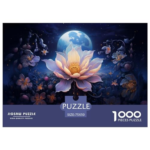 1000 Teile Puzzle für Erwachsene Blühender Lotus Puzzles 1000 Teile Holzbrettpuzzle - Entspannungspuzzlespiele - Denksportaufgabe 1000 Teile (75 x 50 cm) von GQmoney