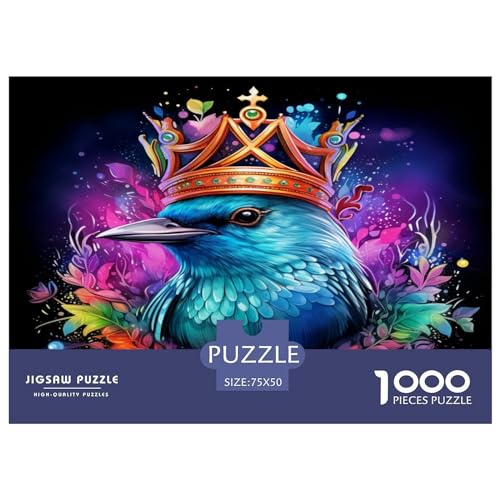 1000 Teile Puzzles Blauer Vogel Puzzles für Erwachsene Holzpuzzles Lernspiel für Erwachsene Kinder 1000 Teile (75x50cm) von GQmoney