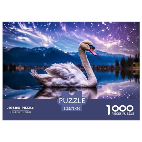 1000 Teile Puzzles Galaxy Purple Swan Puzzles für Erwachsene Holzpuzzles Lernspiel für Erwachsene Kinder 1000 Teile (75x50cm) von GQmoney