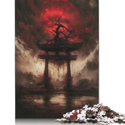 1000 Teile Red Moon Torii Gate Puzzle Puzzle Schwierigkeitsgrad Puzzle Lernspiel Spielzeug 1000 Stück (38x26cm) von GQmoney