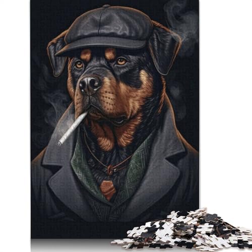 1000 Teile Rottweiler-Gangsteranzug-Puzzle, Schwierigkeitsgrad Puzzle, Lernspiele, Spielzeug, 1000 Teile (38 x 26 cm) von GQmoney